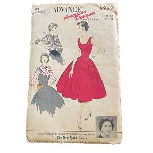 Vintage sewing pattern size 12 bust 30 inches. American Designer pattern